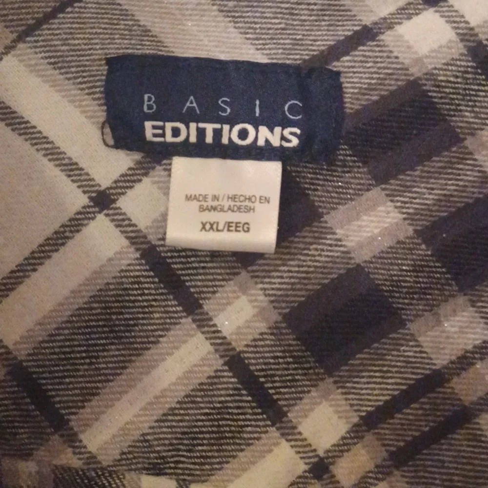 Basic editions womens plaid flannel shirt black and gray size XXL NWT - Picture 2 of 5